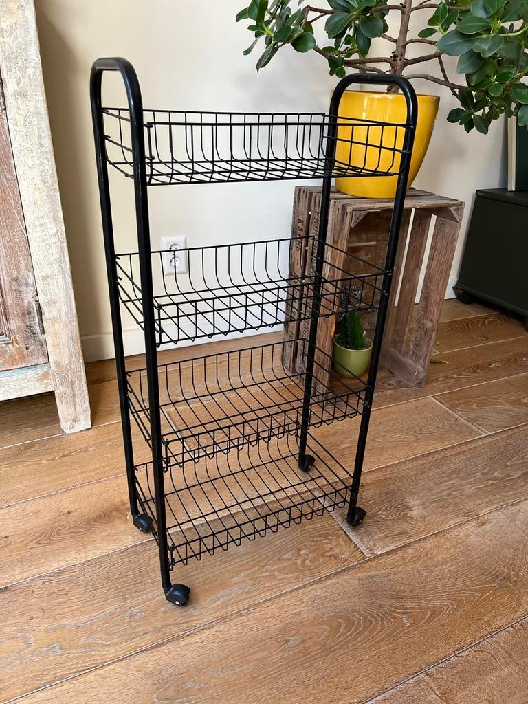 Kruiden Rekje - Zwart metalen trolley, Huis en Inrichting, Ophalen, Gebruikt