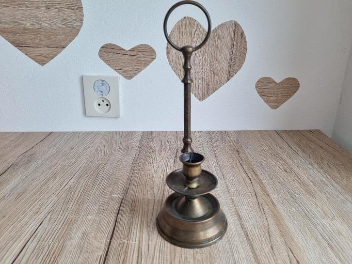 Mooie Vintage Wand - Tafel Kandelaar Draagbaar Koper Messing, Huis en Inrichting, Woonaccessoires | Kandelaars en Kaarsen, Gebruikt