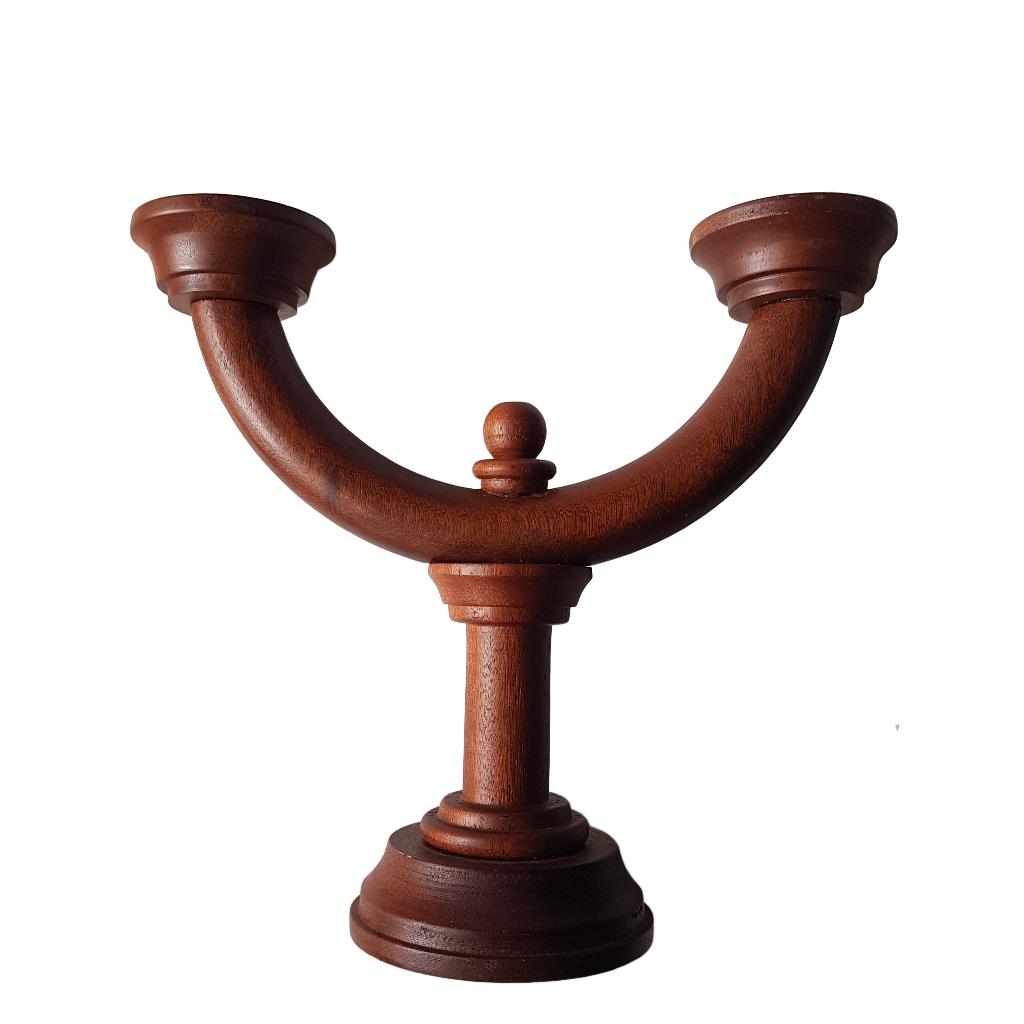 Vintage houten Kandelaar / Theelichthouder, Gebruikt, -, Ophalen of Verzenden, -