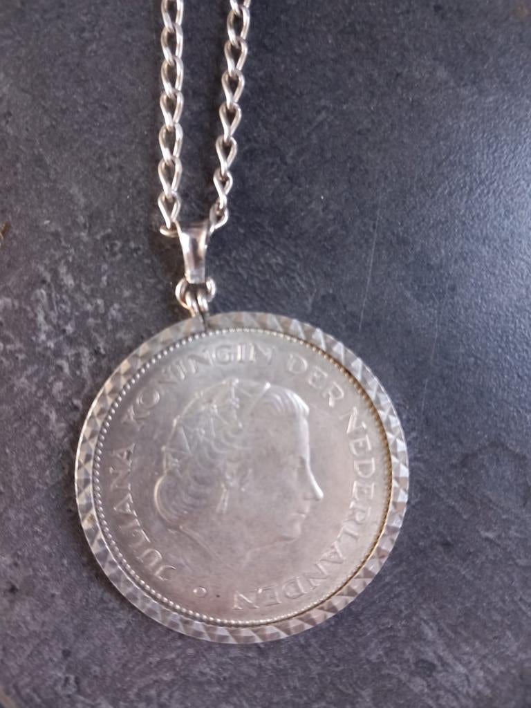 Ketting met munt hanger, Ophalen of Verzenden