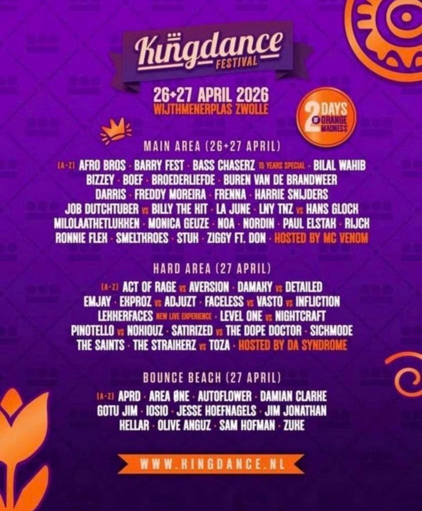 Kingdance 2026 ticket beide dagen 26 en 27 april, Drie personen of meer, Meerdaags