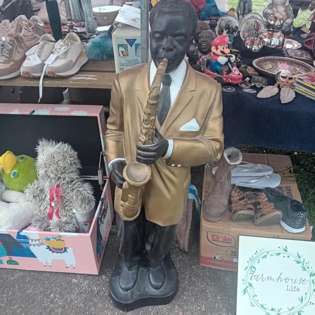 Beeld jazz muzikant met saxofoon, Verzamelen, Beelden en Beeldjes, Ophalen of Verzenden, Dier