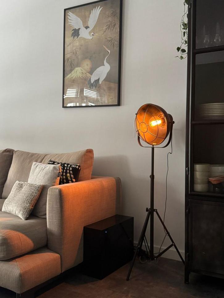 Vloerlamp met industriële look, Huis en Inrichting, Lampen | Vloerlampen, Gebruikt, 100 tot 150 cm, Metaal, Ophalen