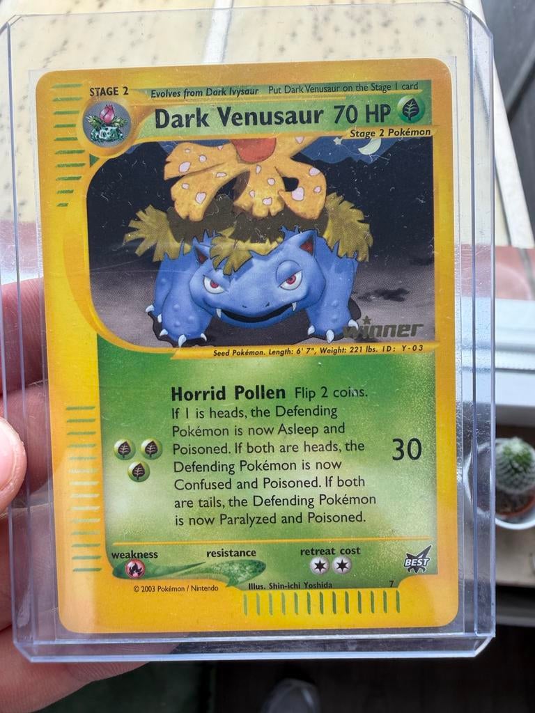 Pokemon - Dark Venusaur (2003) promo winner stempel, Ophalen, Zo goed als nieuw, Losse kaart