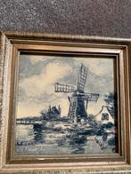 Antiek blauwwit tegel met molen en boerderijen, Ophalen of Verzenden