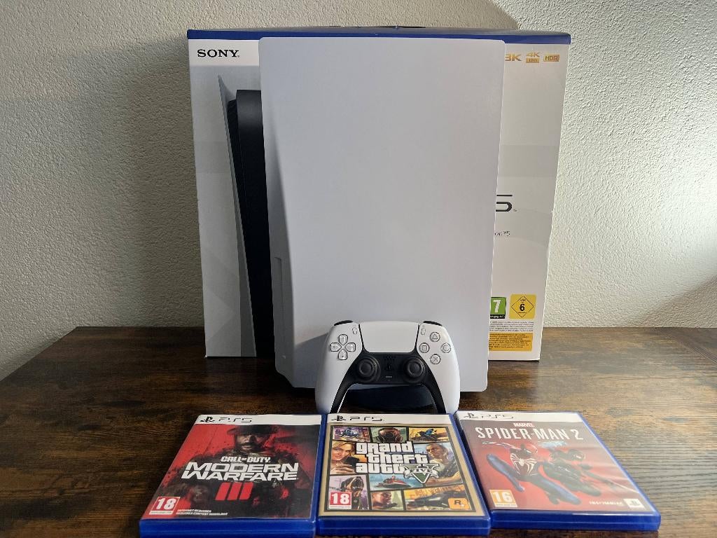 PlayStation 5 Disc + Controller + 5 Games | Topstaat + Doos, Spelcomputers en Games, Spelcomputers | Sony PlayStation 5, Ophalen of Verzenden