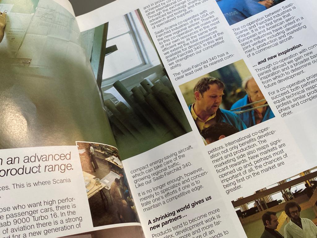 Bijzondere Saab - Scania Saab Aircraft (Saab AB) brochure, Verzamelen, Ophalen of Verzenden, Zo goed als nieuw, Boek of Tijdschrift
