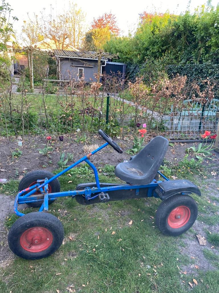 Blauwe Berg skelter met rode wielen - Gebruikt, Ophalen of Verzenden, Gebruikt, Overige merken