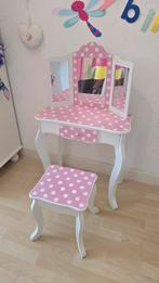 Leuke roze kaptafel met krukje voor kinderen, Minder dan 50 cm, Kindvriendelijk, speels, prinsessenstijl, Ophalen of Verzenden
