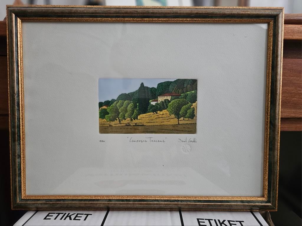 Zeefdruk van Douil Casille "campagna toscana", Ophalen of Verzenden