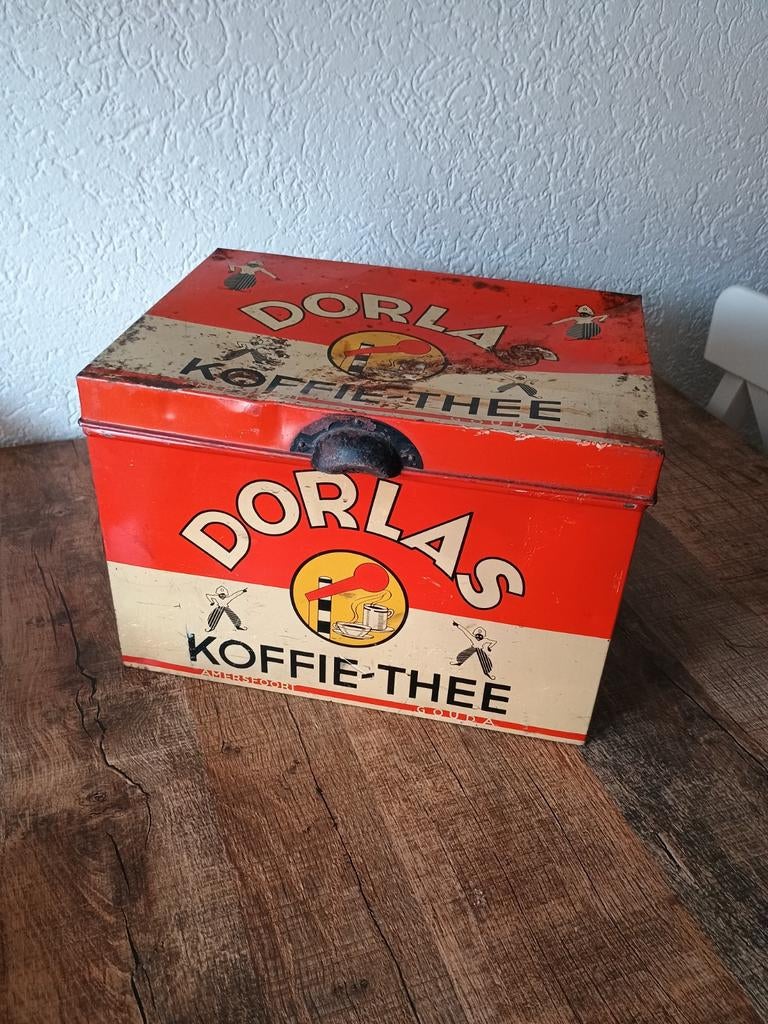 Oud Dorlas Koffie - Thee Winkelblik - blik Amersfoort Gouda, Verzamelen, Ophalen of Verzenden, Gebruikt, Koffie