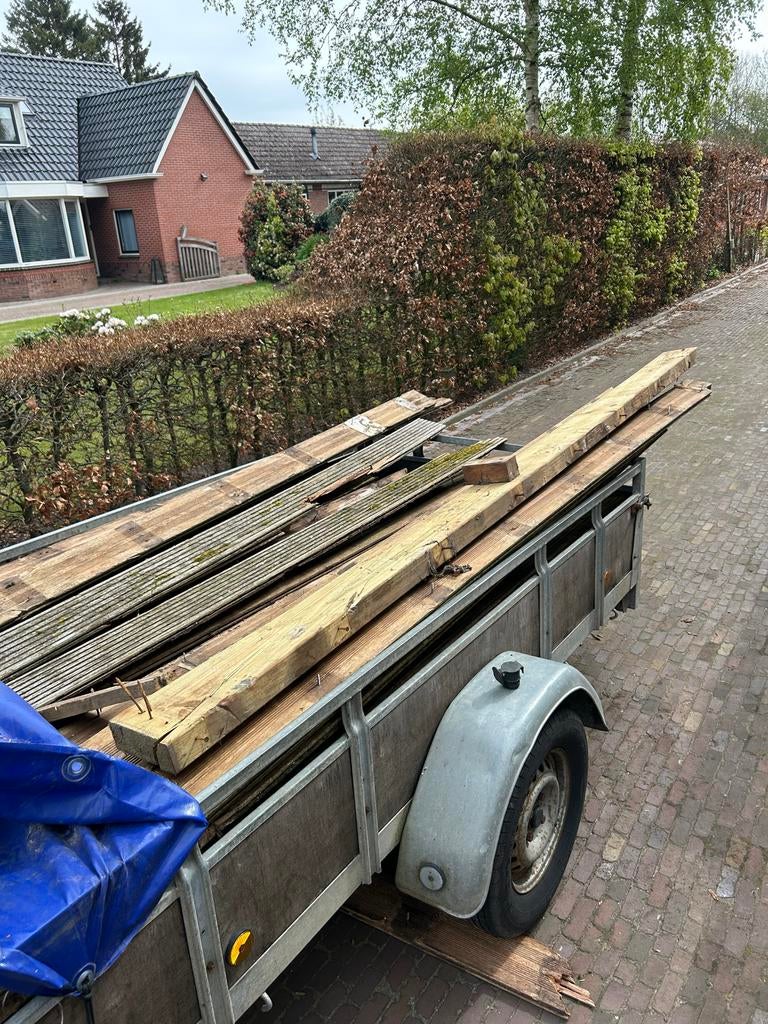 Brandhout bangkirai, Doe-het-zelf en Verbouw, Hout en Planken, Geïmpregneerd, Gebruikt, 25 tot 50 mm, Ophalen of Verzenden