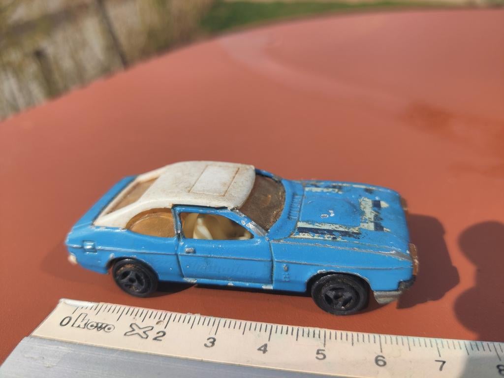 Majorette Ford Capri - Blauw met wit dak (Gebruikt), Ophalen of Verzenden, Gebruikt, Auto, Overige merken