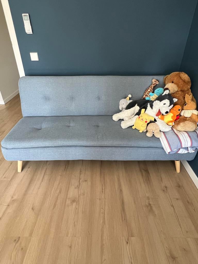 Blauwe slaapbank - 150cm, 100 cm, Blauw, Zo goed als nieuw, Twijfelaar