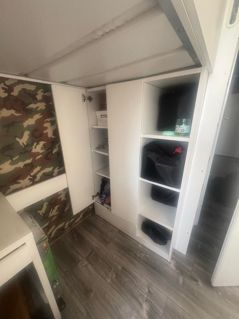 Witte IKEA Hoogslaper 90x200 met kledingkast, Kinderen en Baby's, Kinderkamer | Stapelbedden en Hoogslapers, Gebruikt, Hoogslaper