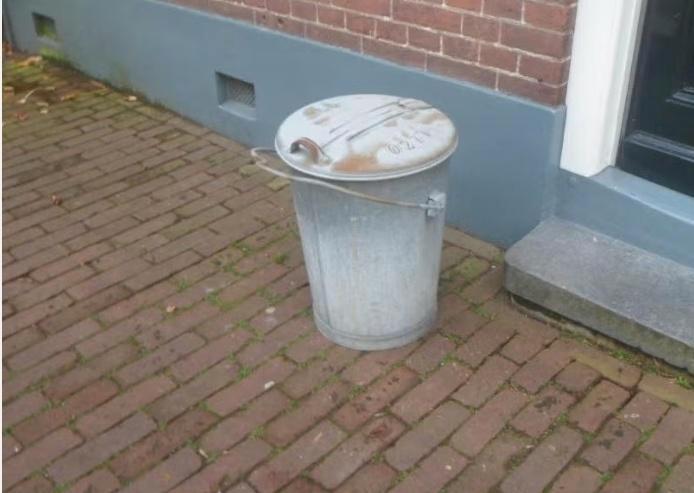 Vintage zinken afvalemmer, vuilnisemmer vuilnisbak afvalbak, Huis en Inrichting, Woonaccessoires | Prullenbakken, Gebruikt, Metaal