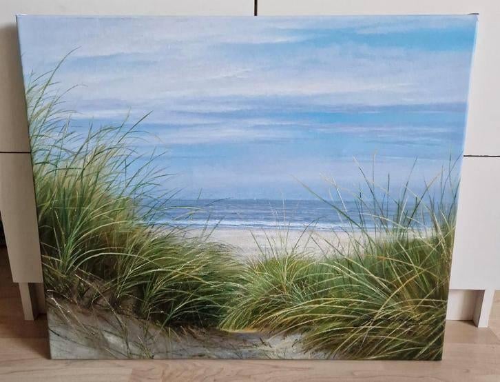 prachtig schilderij strand, gekocht ooit in galerie. 50x60, Antiek en Kunst, Ophalen