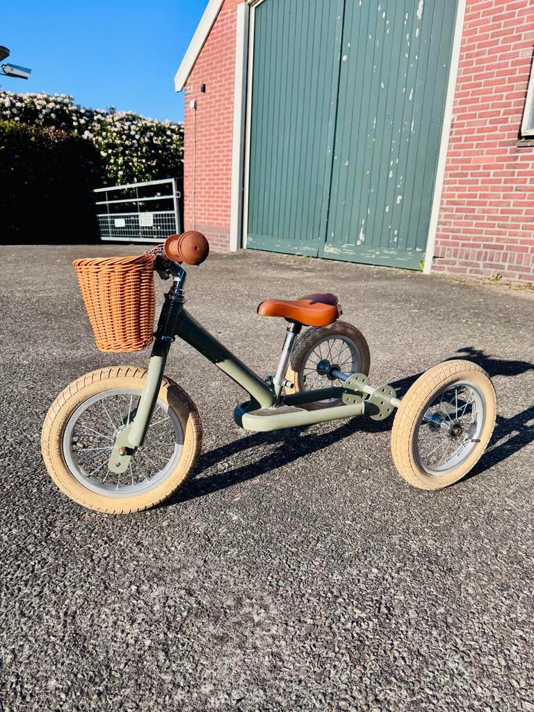 Trybike Steel 2-in-1 Loopfiets - Vintage Groen Mat 12 inch, Ophalen, Zo goed als nieuw, Loopfiets