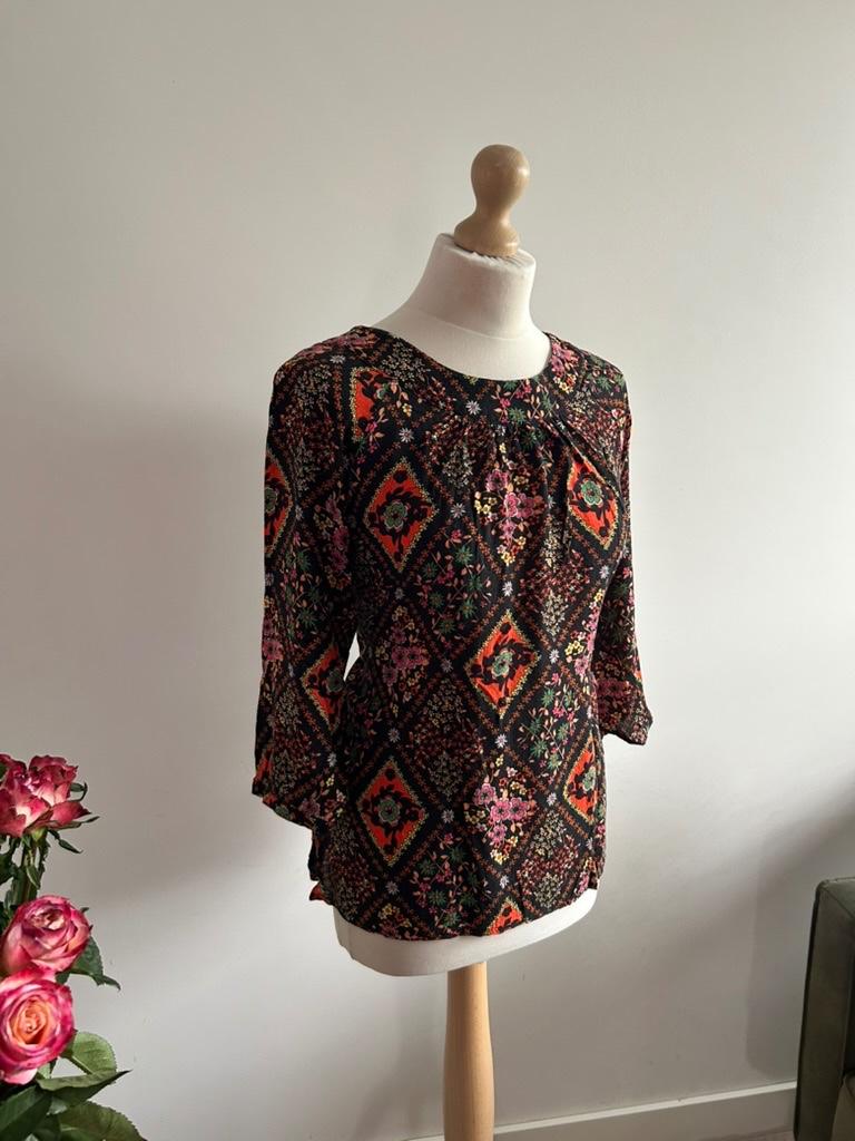King Louie maat 40 gave retro blouse top 3220, Kleding | Dames, Maat 38/40 (M), Zwart, Ophalen of Verzenden, Zo goed als nieuw