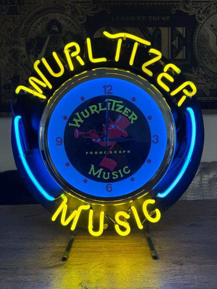 Wurlitzer Klok met Neon Verlichting - Vintage Stijl, Antiek en Kunst, Antiek | Klokken, Ophalen