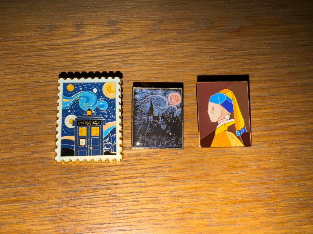 3 Schilderijen pins Van Gogh Vermeer Meisje met de Parel, Ophalen of Verzenden, Nieuw, Speldje of Pin