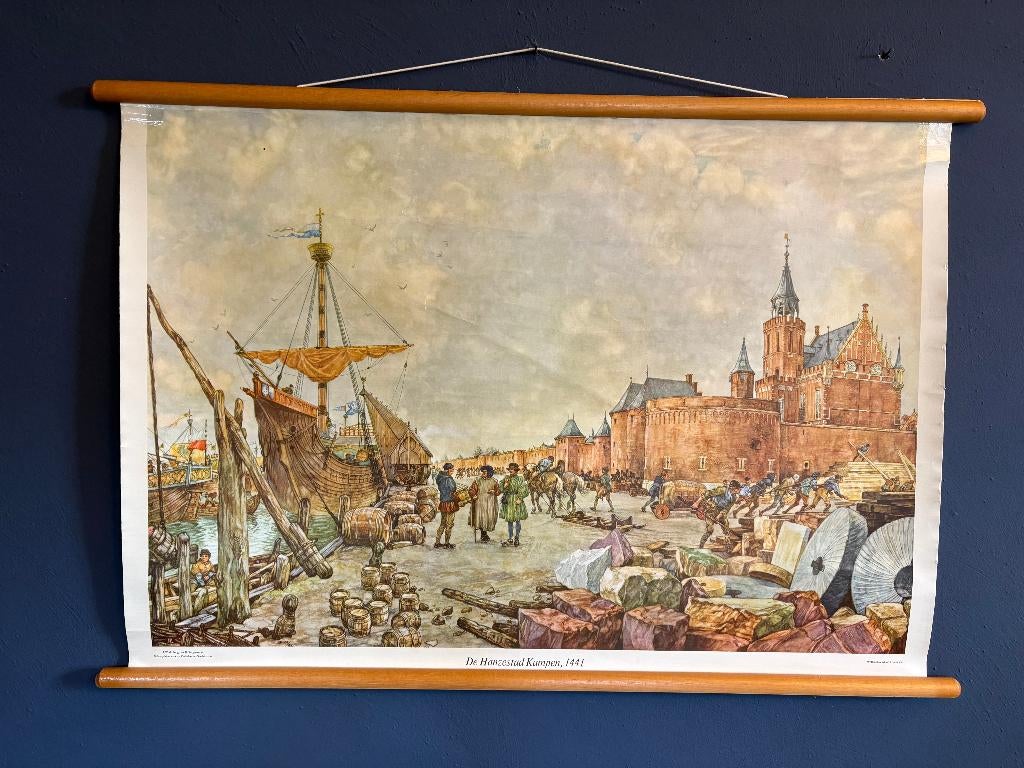 Schoolkaart Hanzestad Kampen, Antiek en Kunst, Curiosa en Brocante, Ophalen of Verzenden