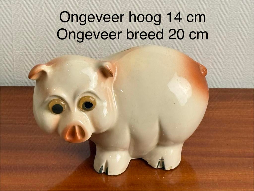 Vintage spaarvarken van keramiek - Retro spaarpot, Ophalen of Verzenden, Gebruikt, Steen, Aardewerk of Keramiek, Dier