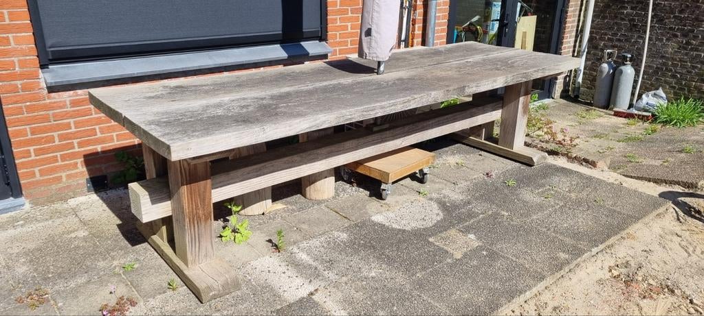 Massief houten douglas tuintafel. Uniek!, Ophalen, Gebruikt, Rechthoekig, Hout