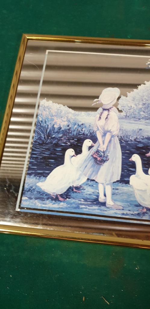 spiegel schilderij ,meisje met ganzen, Ophalen of Verzenden, 'T Olde Gre-j, Info@toldegrej.nl, Endepoelstraat 20f Didam