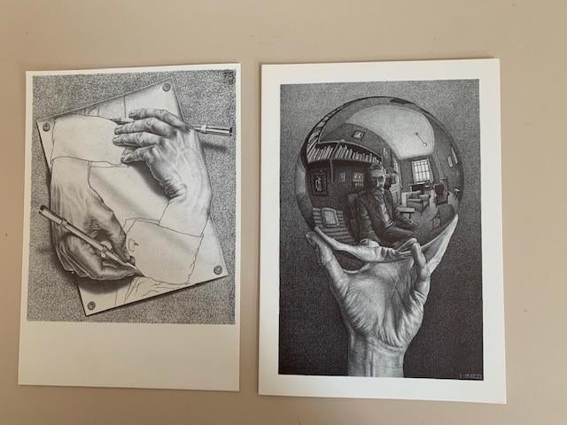 2 x vintage dubbele ansichtkaart M. C. Escher. NIEUW., Ophalen, 1960 tot 1980, Ongelopen, Overige thema's