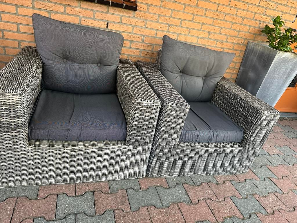 lounge stoelen met tafel, Tuin en Terras, Tuinsets en Loungesets, Ophalen of Verzenden, Zo goed als nieuw, Wicker, 2 zitplaatsen