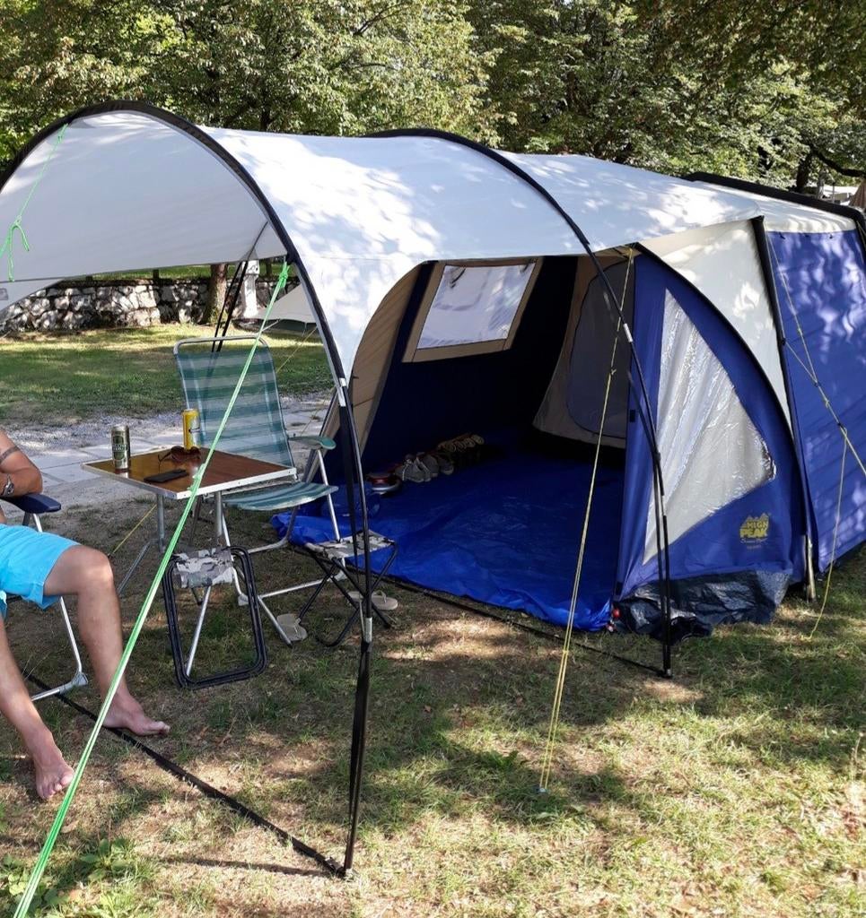 Ruime katoenen tent met extra grote luifel, Caravans en Kamperen, Tenten, Ophalen, Gebruikt, Tot en met 4