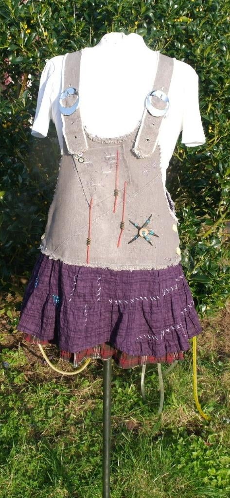 Gave jurk met kraaltjes enz. mt. M + L merk For Her Paris, Maat 38/40 (M), ., Paars, Nieuw