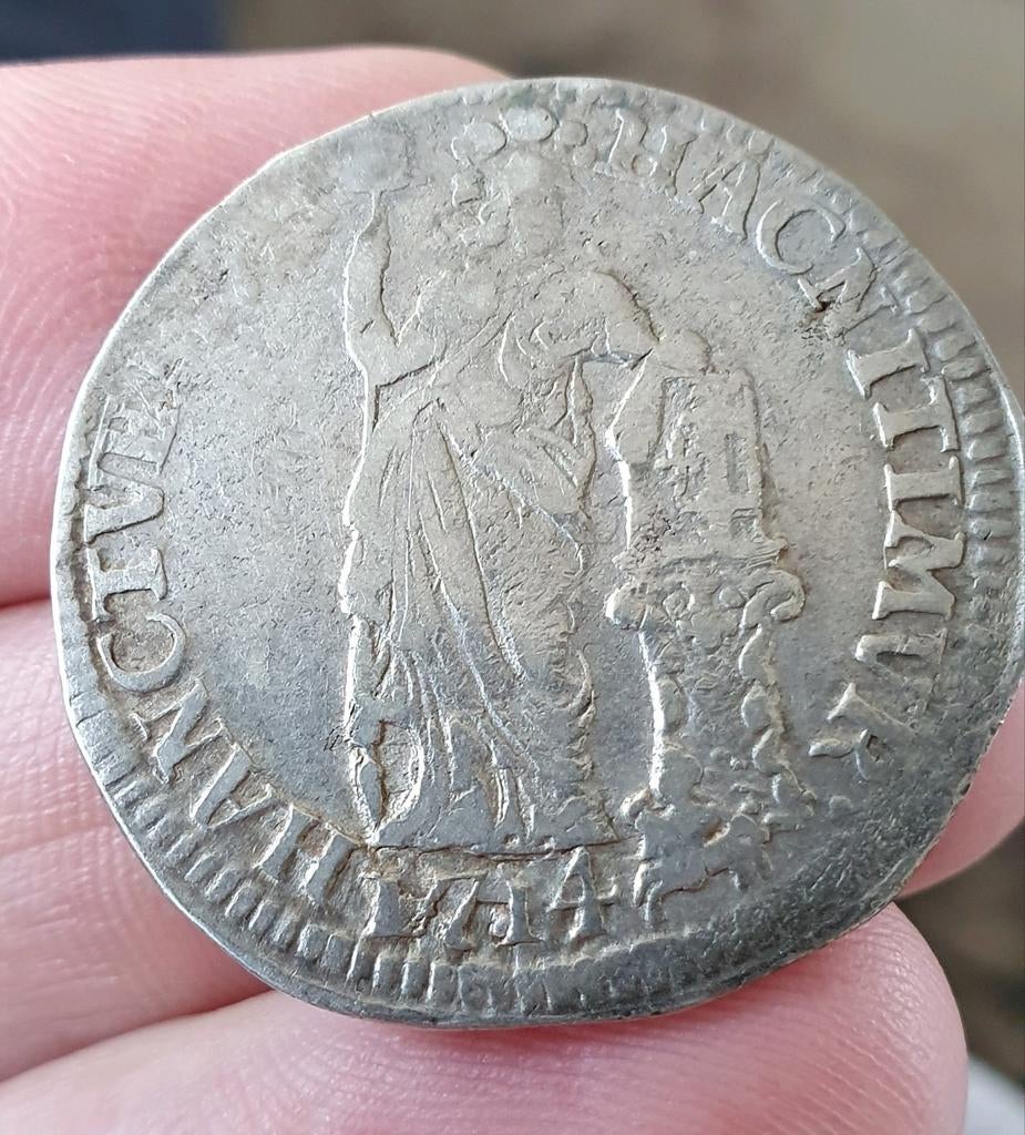 Zeldzame gulden  Gelderland 1714 R, Postzegels en Munten, Munten | Nederland, Ophalen of Verzenden, Vóór koninkrijk, 1 gulden