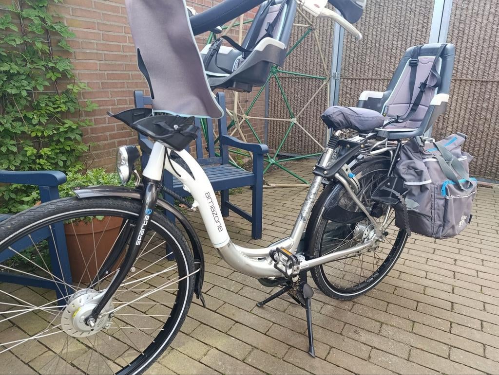 Sparta Amazone 7 Moederfiets met 2 Bobike kinderzitjes, Ophalen, 2 zitjes, Sparta, Gebruikt