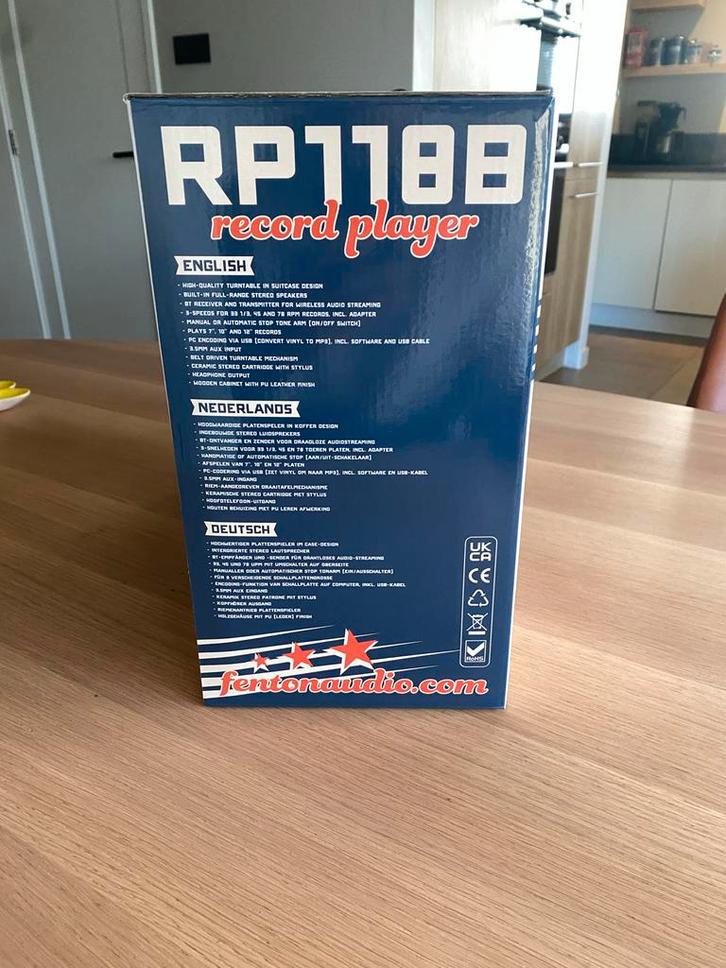 Fenton RP118B Platenspeler met Bluetooth en USB-opname, Audio, Tv en Foto, Platenspelers, Nieuw, Platenspeler, Overige merken