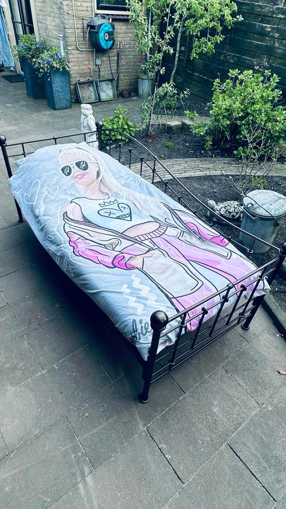 Gietijzeren Kinderbed 90x200 met Matras en Lattenbodem, Ophalen, 85 tot 100 cm, Gebruikt, Matras