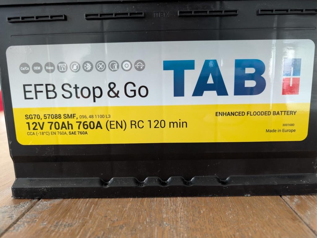 TAP EFB Stop&GO 70Ah 12V accu, Auto-onderdelen, Accu's en Toebehoren, Ophalen, Gebruikt