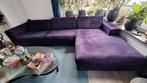 Paarse loungebank met  2 extra ( rug) kussens, Ophalen, Gebruikt, 100 tot 125 cm, Hoekbank