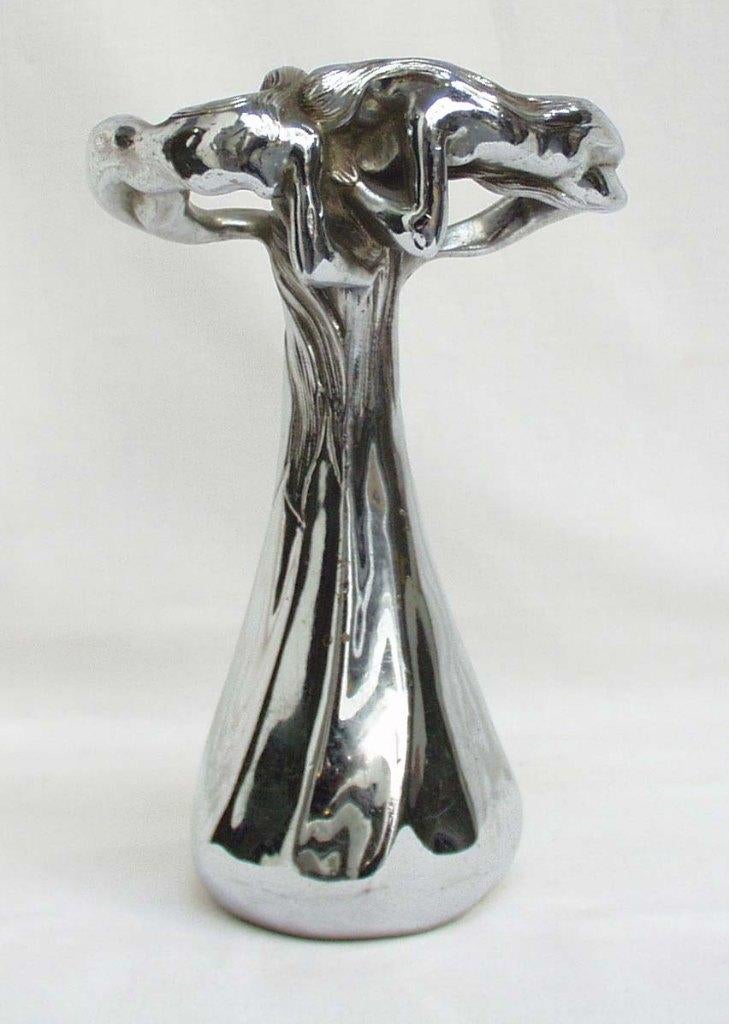 Verchroomd Bronzen Art Nouveau Vaas - Vojave Bruxelles., Antiek en Kunst, Ophalen of Verzenden