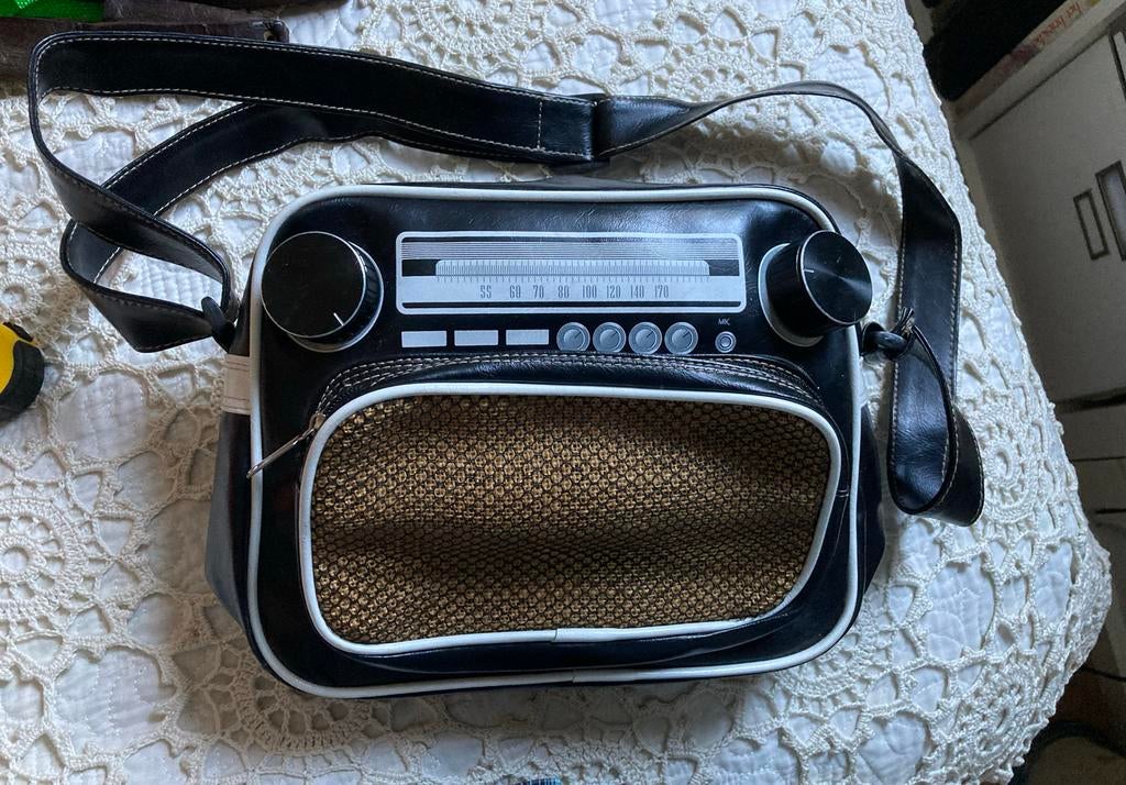 Unieke Retro Radio Tas - Zwart met Wit Accent, Ophalen of Verzenden, Gebruikt, Zwart, Overige merken