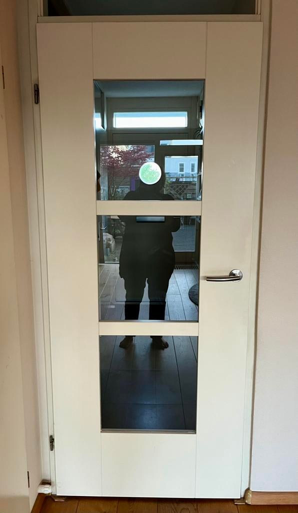 Binnendeur met 3 ramen, Ophalen, Gebruikt, Binnendeur, 200 tot 215 cm