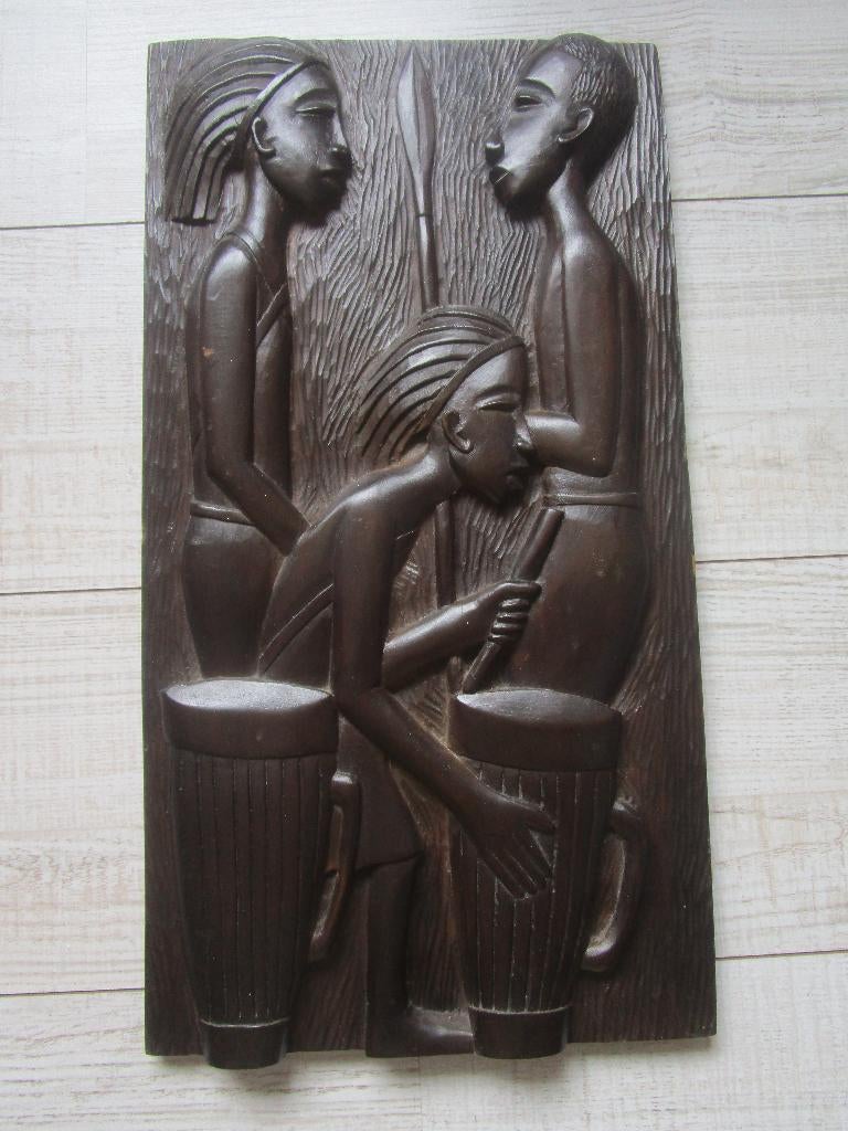 houtsnijwerk  afrikaans  wandbord., Antiek en Kunst, Verzenden