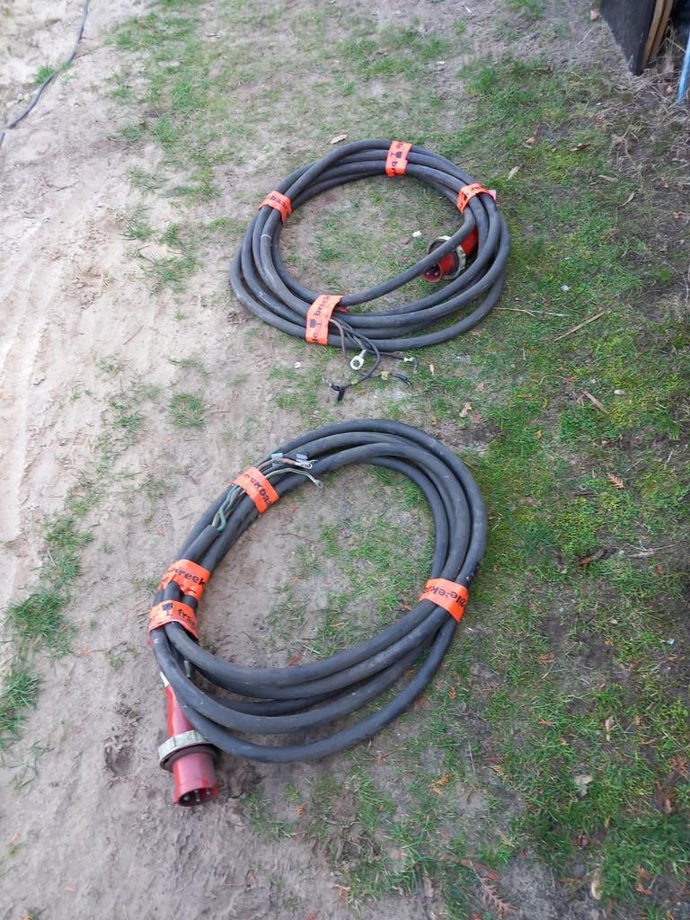 2x10 meter flexibele stroomkabel 16m² met 63amp CEE stekker, Doe-het-zelf en Verbouw, Elektra en Kabels, Ophalen of Verzenden