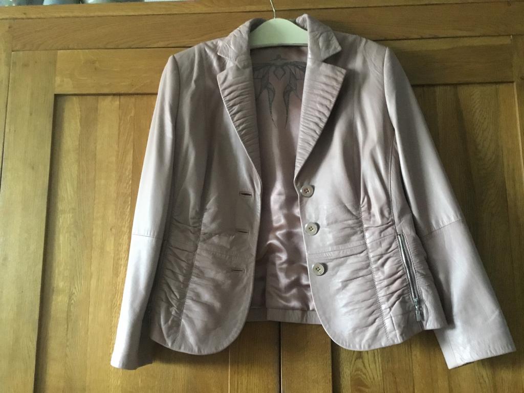 Gerry Weber Leren Jasje - Maat L, Kleding | Dames, Jassen | Zomer, Zo goed als nieuw, Maat 42/44 (L), Beige, Ophalen of Verzenden