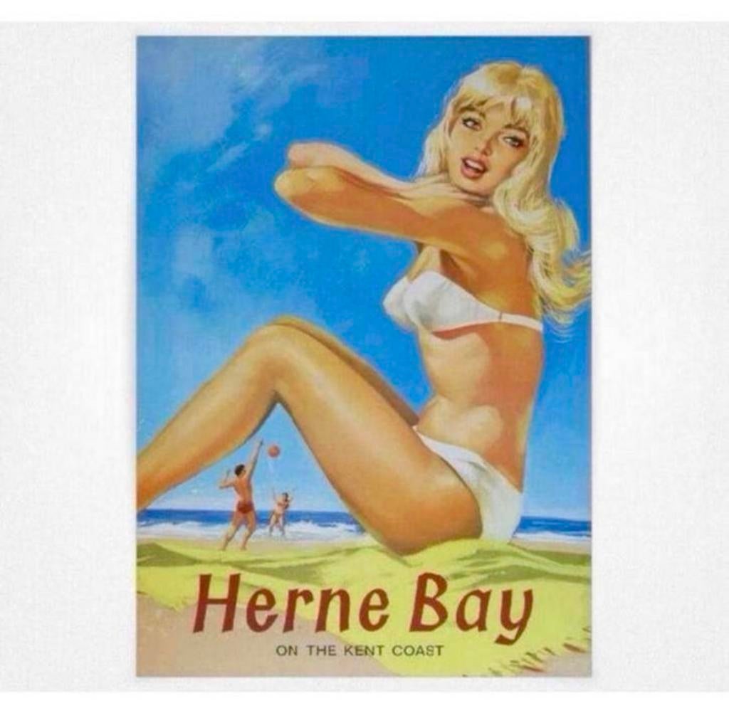 Vintage travel railway poster A4 Herne Bay On the Kent coast, Ophalen of Verzenden, Nieuw, A4 of kleiner