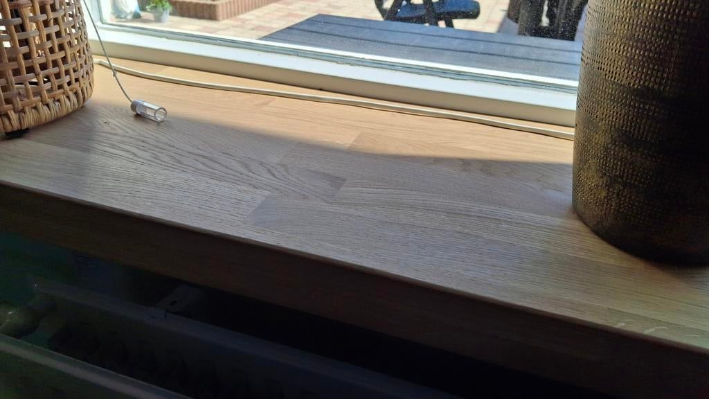 Massief eiken vensterbank 240x31,8cm, hardwaxolie wit, Ophalen