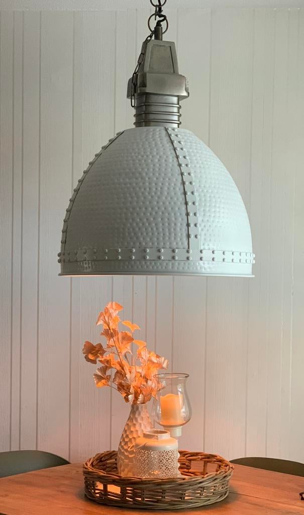 Hanglamp - Riviera Maison - Baltimore, Wit ø60cm, Huis en Inrichting, Lampen | Hanglampen, Ophalen, Zo goed als nieuw, Metaal