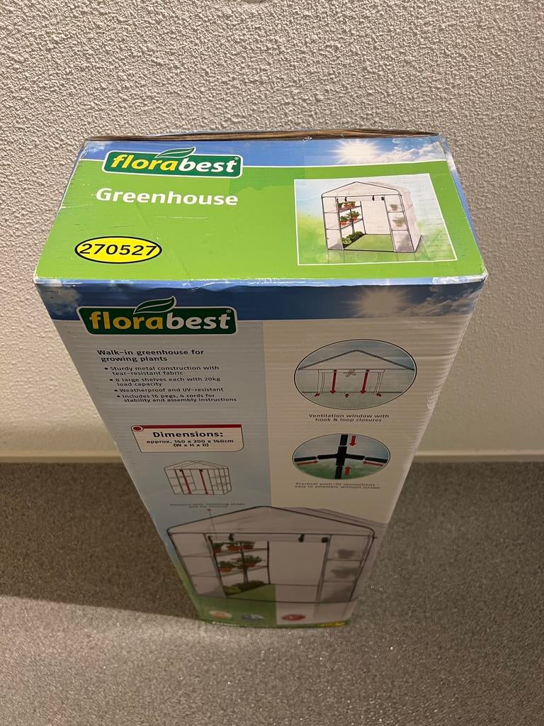 Nieuwe Florabest inloop broeikas 140x200x140, Ophalen, Folie, Aluminium, Kweekkas