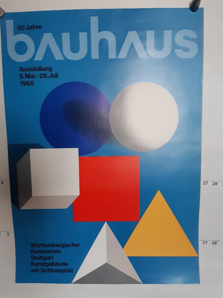 Originele poster Herbert Bayer Bauhaus 1968, Rechthoekig Staand, Verzenden, Zo goed als nieuw, A1 t/m A3